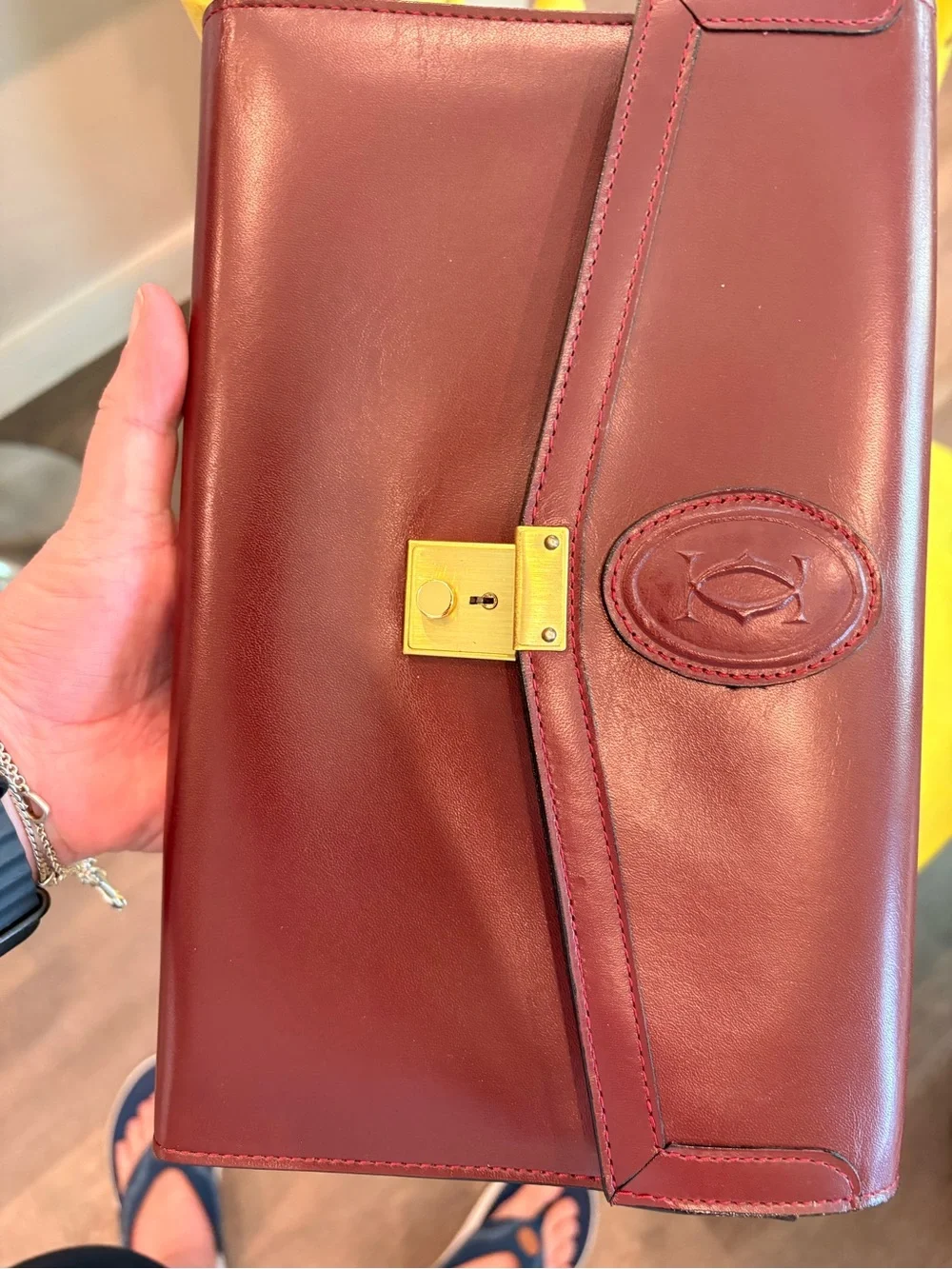 Cartier Le Must 1980/1990 Leather Clutch Bag in Oxblood with COA